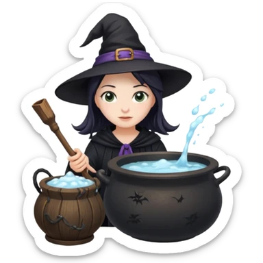 Witch Girl İn A Cauldron mixing Soapy Water sticker