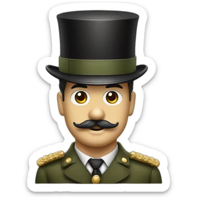 charlie chaplin small mustache with military hat sticker