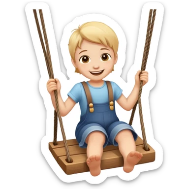 child swinging on a swing, joyful expression sticker