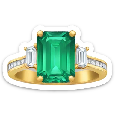 gold emerald cut engagement ring sticker