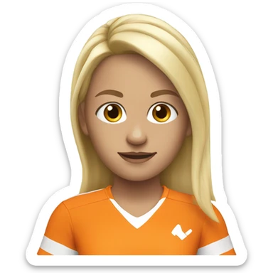 Blonde girl playing football in orange kit  sticker