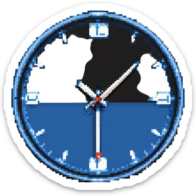 pixel art clock with Dayforce blue and white colors sticker