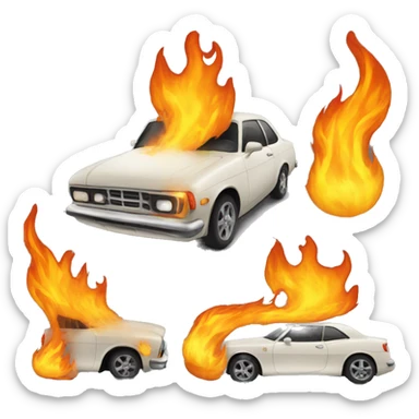 Car with fire sticker