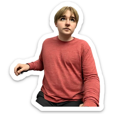 male at computer desk sticker