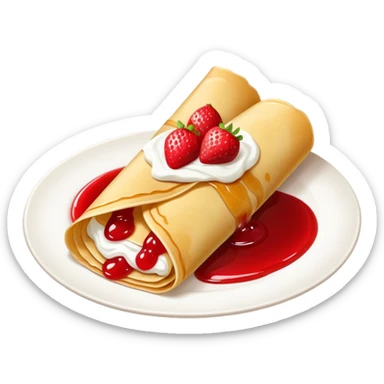 scandinavian thin rolled crepes with jam and sour cream sticker