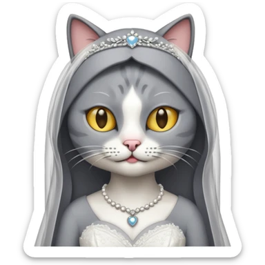 grey cat bride sticker