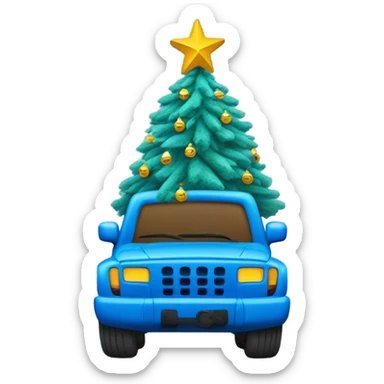 Blue Christmas tree with jeep ornaments  sticker