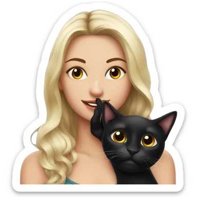 black cat hanging on beautiful woman sticker