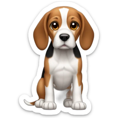 beagle dog cool brown and black sticker