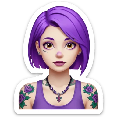 women with tatoos and hightlight that tatoos with purple hair sticker