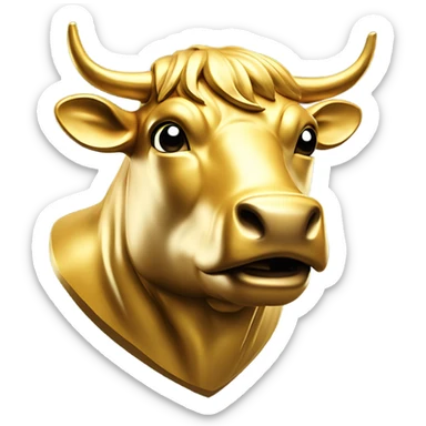 golden wall street bull portrait mascot  sticker
