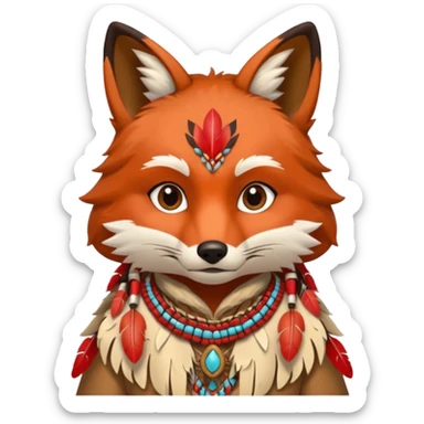 fox in a Native American costume sticker