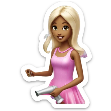 barbie garden fairy watering flowers sticker