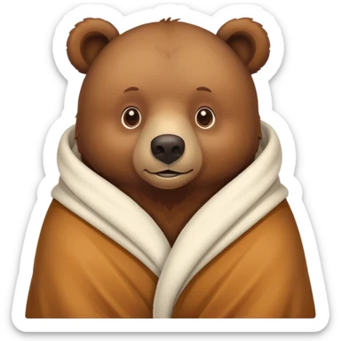 bear cozy in blanket sticker