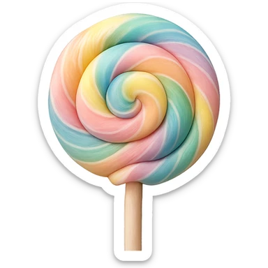 Change the lollipop to a pastel rainbow swirl in a realistic style, keep the background transparent. sticker