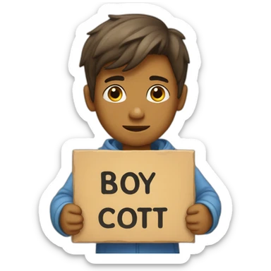 Placard with "BOY COTT" written on it sticker