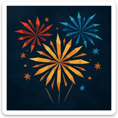 low-poly polygonal fireworks with geometric shapes sticker
