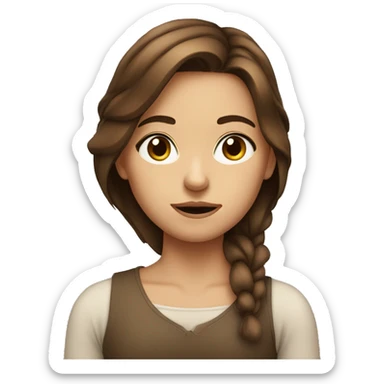 A girl with brown hair giving a side eye look sticker