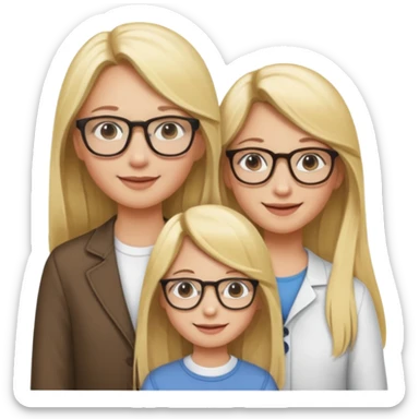 je voudrai un emoji d'une fille aux cheveux longs et blonds avec des lunettes en FAMILLE sticker
