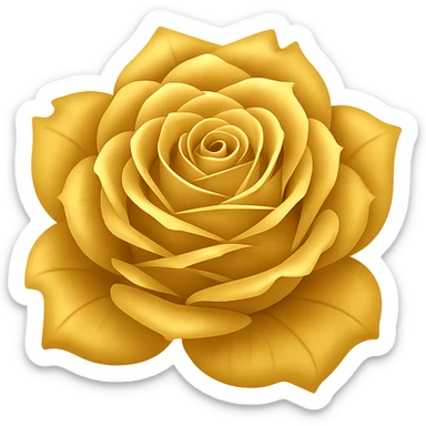 Make the frozen rose look gold in the style of an emoji, with no background. sticker