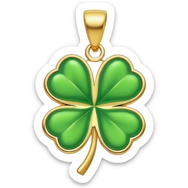 Lucky clover charm – green four-leaf clover, gold pendant sticker