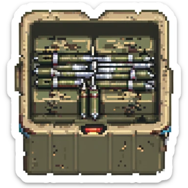 A military box filled with combat missiles sticker