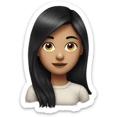 realistic portrait of girl with black hair  sticker