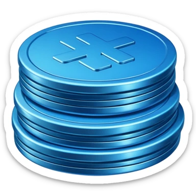 blue coins credit in a package sticker