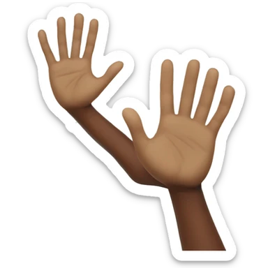 hands up with ba sticker