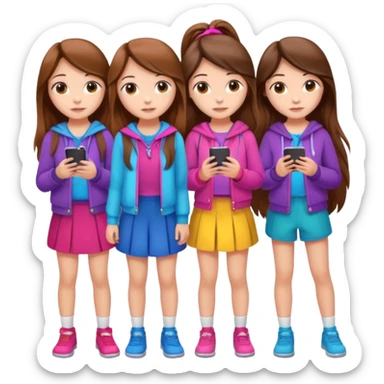 group of cute teenage girls with long hair sticker
