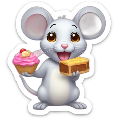 À cute mouse eating sweets sticker