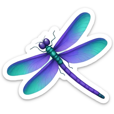 Purple and teal dragonfly  sticker