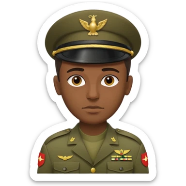 
portrait of an Iraqi soldier, from head to chest, with a neutral expression sticker