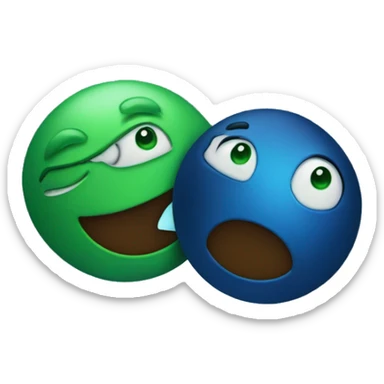 A blue planet and a green planet in the sky, and they are arguing with each other. sticker