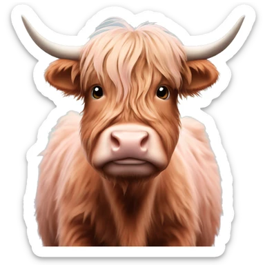 cute highland cow with pale pink biw sticker