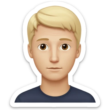 Make me a white man woth blonde hair that has an extra extra long neck sticker