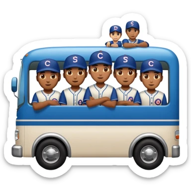 autobus de equipo llevando a egnte de basebal  y un chofer sticker