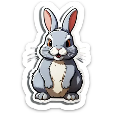 un lapin gris de race rex nain  sticker