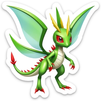 Cute Cool Edgy Shiny Futuristic Ethereal Legendary Kartana-Digimon-Flygon-hybrid full body sticker
