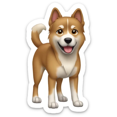 Light brown Eurasian dog standing. His face and back is dark brown sticker