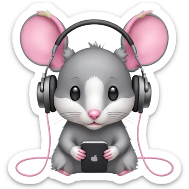 mice wearing headphones sticker