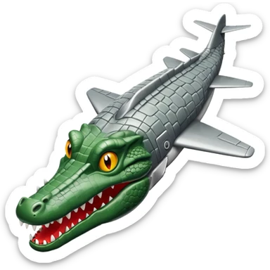 gray plane with a crocodile head sticker