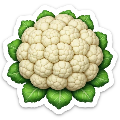 stylized cauliflower, clear, emoji style, no text sticker
