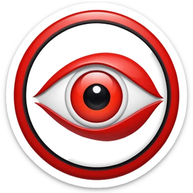 Red circle with a white circle inside and inside the white circle is a black circle like an evil eye nazar sticker