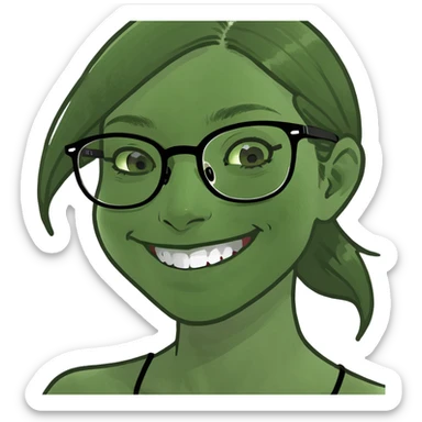 smiling girl with glasses sticker