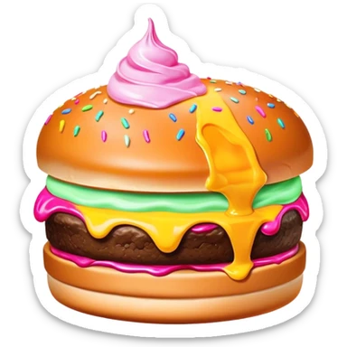 Melted neon  ice cream burger slice sticker