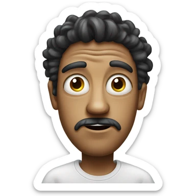 Guy with weird eyes with droopy eyes and droopy face and wild crazy hair  sticker