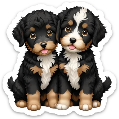 Two black aussiedoodle puppy sticker