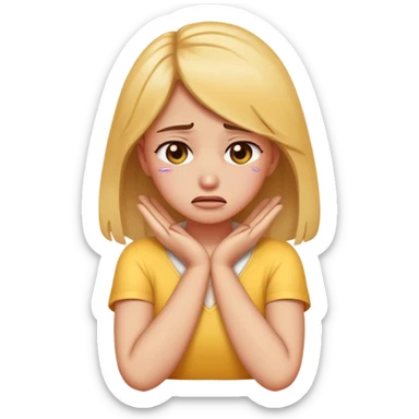 A girl arms crossed hands on neck crying emoji sticker