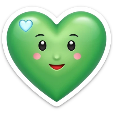 Un corazón de color verde en una tonalidad claridad con un poquito de brillitos sticker